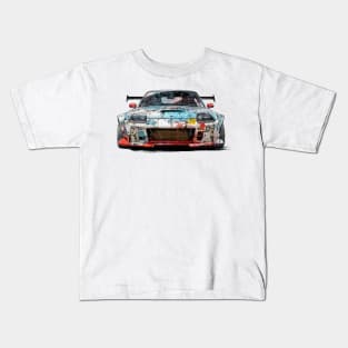 90s vintage japanese old school sport car front + back print Kids T-Shirt